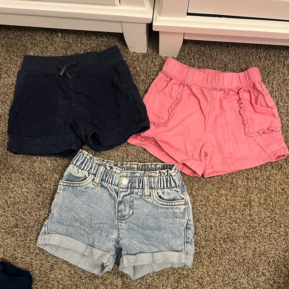Stylish Kids Shorts Set - Pink, Blue, and Black
